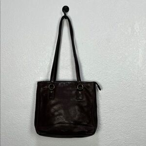 Dockers Genuine Leather Elegant Brown Handbag Zip Top Inside Pockets Vintage